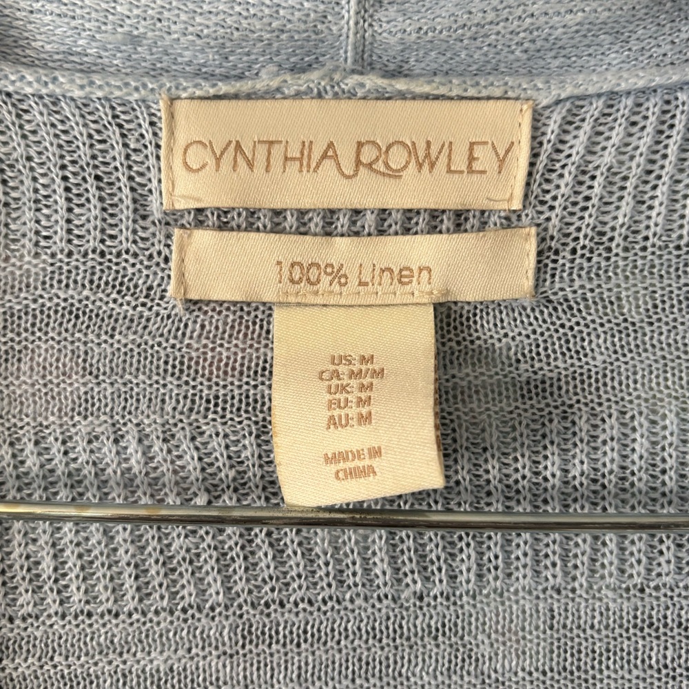 Cynthia Rowley 100% Linen Open Knit Cardigan Sweater M - Picture 4 of 5